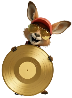 Känguru hinter goldener LP